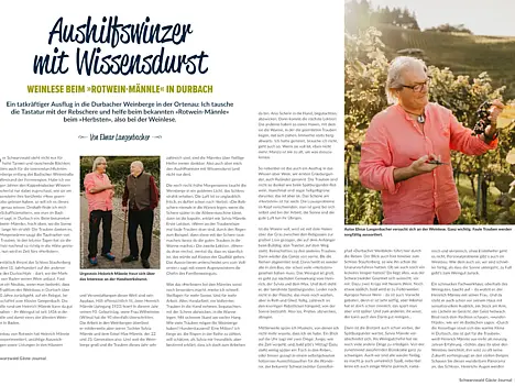 Vorschau zur Fotoreportage Elmar Langenbacher Weinlese Heinrich Männle Durbach Schwarzwald Gäste Journal